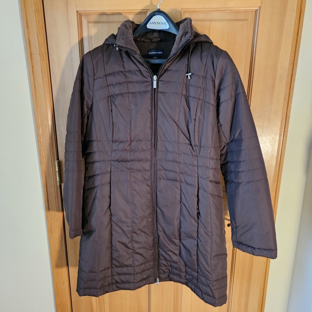 Lands' End | Size SP | Dark Brown Quilted Hooded Long Puffer Coat
